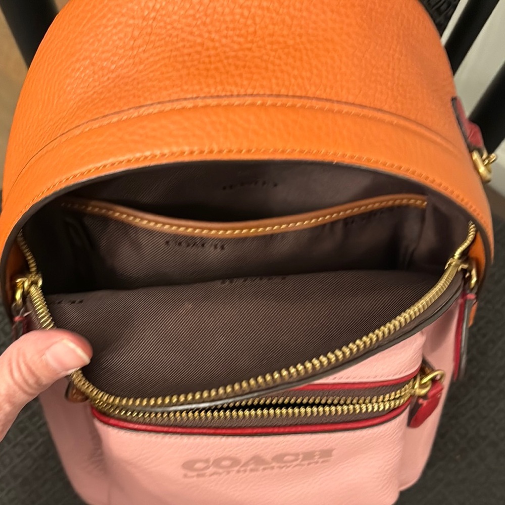 Coach Pink and Orange Leather Backpack - Picture 7 of 10